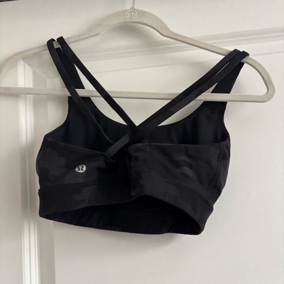 Lululemon Energy Bra Black Camo Sz 2 Workout Athletic Racerback - Picture 2 of 4